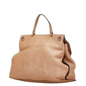 Gucci Shoulder Daily Brown Bag Tote Leather Bamboo